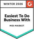 G2 Winter 2026 · Mais fácil de fazer negócio, médias empresas