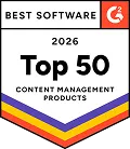 G2 Best Software 2026 · Top 50 em gestão de conteúdo