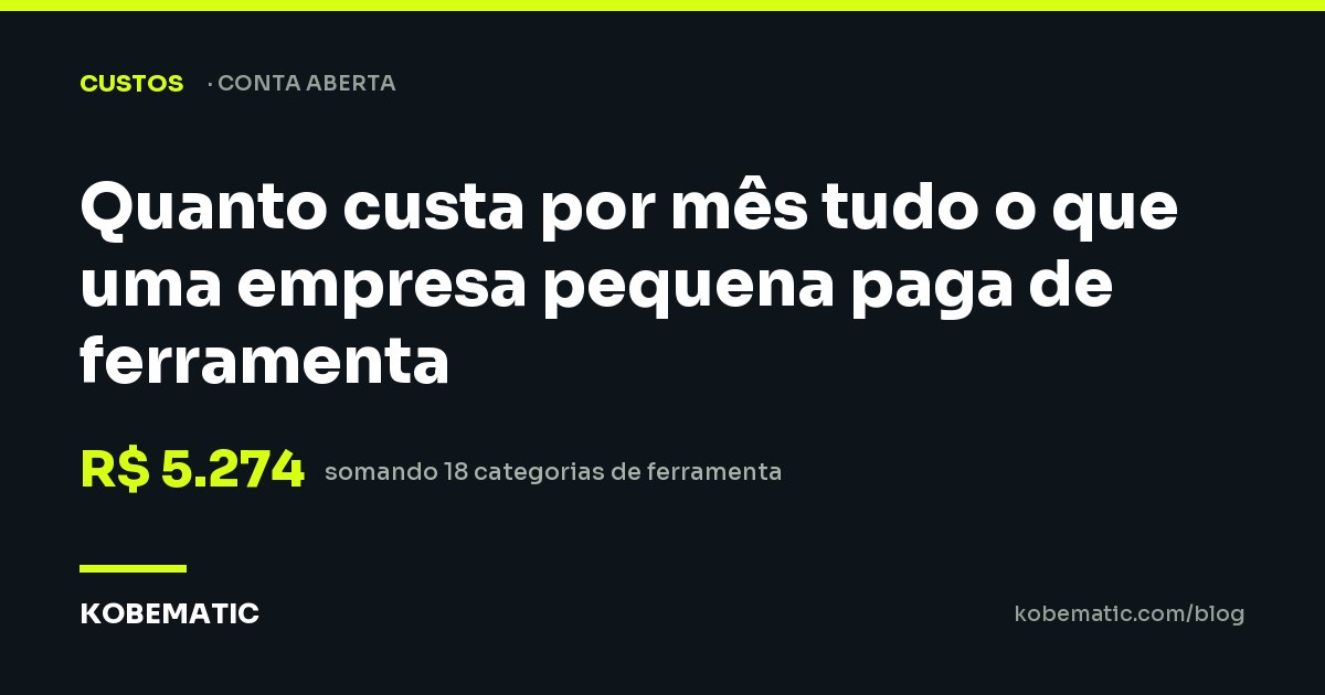 Capa do artigo Quanto custa por mês tudo o que uma empresa pequena paga de ferramenta