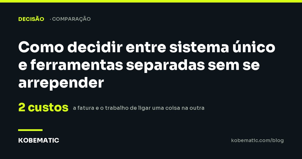 Capa do artigo Como decidir entre sistema único e ferramentas separadas sem se arrepender